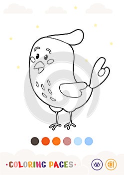 Cartoon blue bird with crest colorless contour