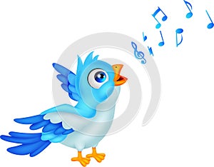 Cartoon Blue Bird Sing