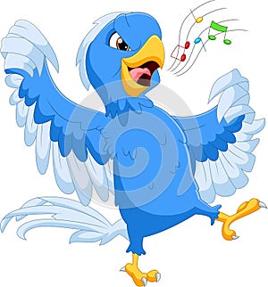 Cartoon blue bird singing