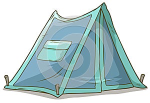 Cartoon blue camping tent with pocket