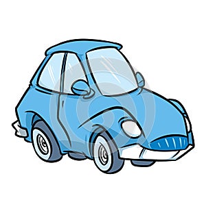 Cartoon blue car illustration