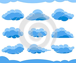 Cartoon blue clouds isolated on white