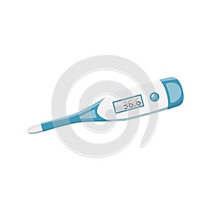 Cartoon blue digital medical thermometer