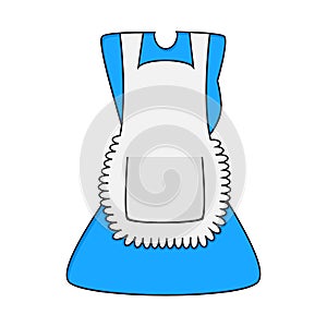 Cartoon blue dress with pinafore isolated on white background photo