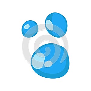 Cartoon blue dripping water drop and liquid icon. Shape water is splashing, flowing and water droplet. Clean and fresh aqua and