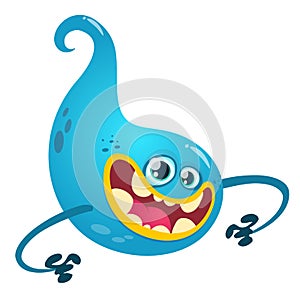 Cartoon blue ghost. Halloween vector blue ghost.