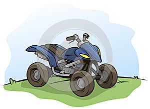 Cartoon blue modern offroad quad motorbike