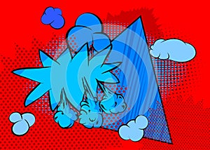 Cartoon blue and red background, comic book backdrop. Retro comics pop art design