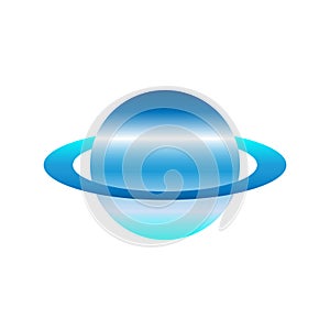 Cartoon blue uranus planet with ring vector