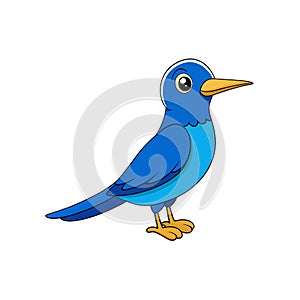 Cartoon bluebird illustration standing on a white background stock photo