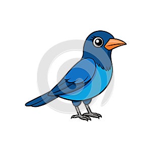 Cartoon Bluebird Vector Illustration on White Background Stock Image photo