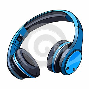 Cartoon Bluetooth Headset Clipart - Blue Headphones On White Background