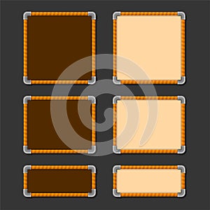 Cartoon Board Frame for Game Menu Interface. UI Set Vector