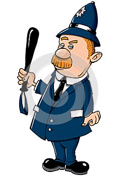 Cartoon Bobby on the beat with a truncheon photo