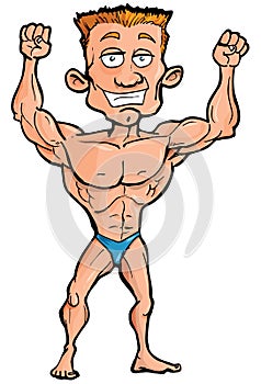 Cartoon body builder flexing his muscles photo