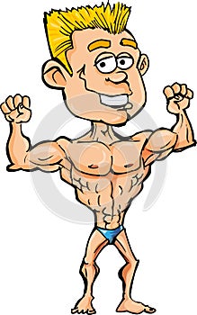 Cartoon bodybuilder flexing his muscles