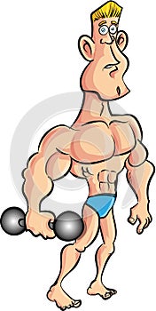 Cartoon bodybuilder. Isolated