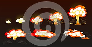 Cartoon bomb explosion storyboard, animation.