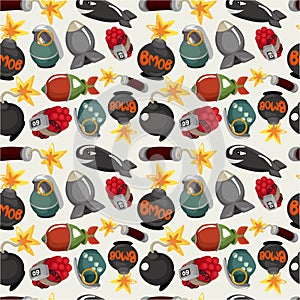 Cartoon bomb seamless pattern