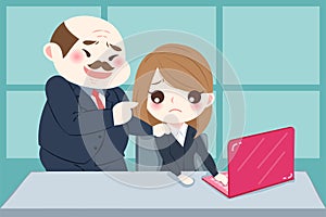 Cartoon boss harassing woman