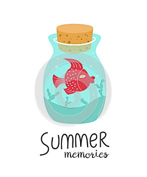 Cartoon bottle with summer memories