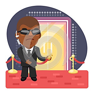 Cartoon Bouncer at the Entrance to a Nightclub