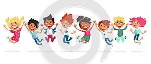 Cartoon bouncing and jumping children