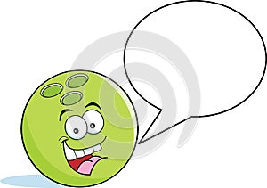 Cartoon bowling ball with a caption balloon