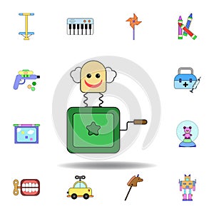 cartoon box in jack toy colored icon. set of children toys illustration icons. signs, symbols can be used for web, logo, mobile