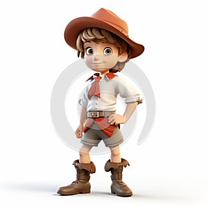 Cartoon Boy Adventure Costume: Photorealistic 3d Render Of Alexander With Hat