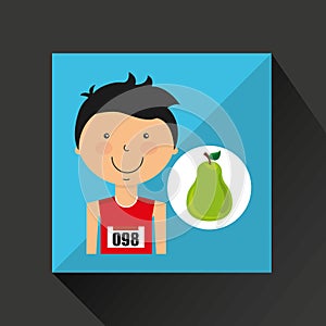 Cartoon boy athlete with pear