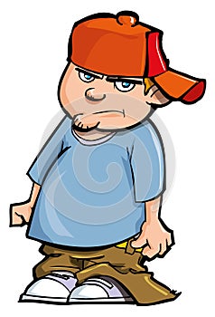 Cartoon of boy with baggy pants