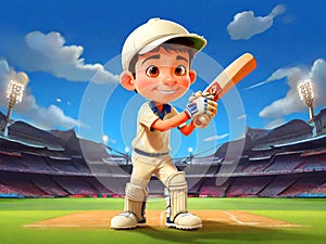 cartoon Boy Cricketer