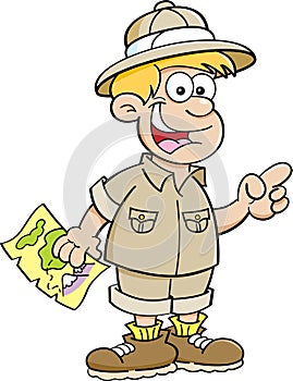 Cartoon boy dressed as an explorer