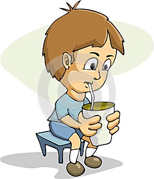 Cartoon Boy Drinking photo