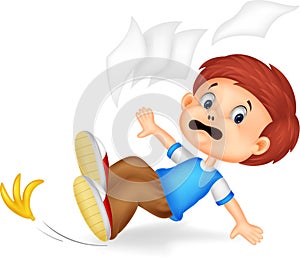 Cartoon boy fall down