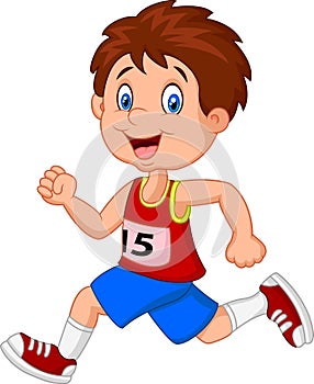 Cartoon boy follow the race