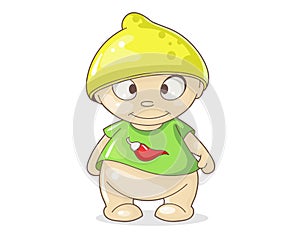 Cartoon boy with hat lemon photo