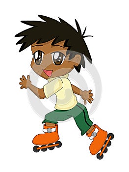 Cartoon Boy on Inline Skates