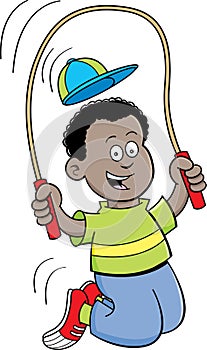 Cartoon boy jumping rope