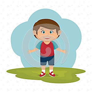 cartoon boy meadow green