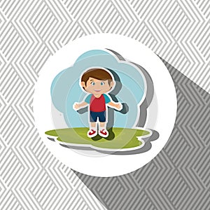 cartoon boy meadow green