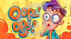 Cartoon boy with oops expression