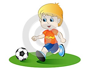 Cartoon Boy Playing Football