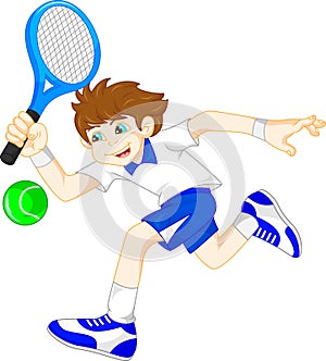 Cartoon boy playing tennis