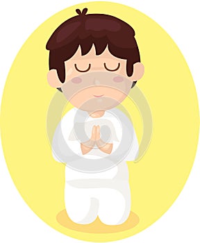 Cartoon boy praying