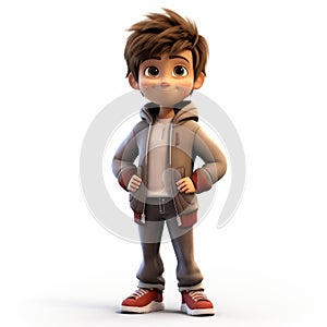 Cartoon Boy In Raphael Lacoste Style: 3d Render Of Morgan With Short Hair