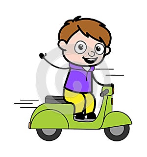 Cartoon Boy Riding Scooter