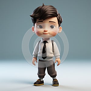 Cartoon Boy With Tie And Belt - 3dsmax Preview