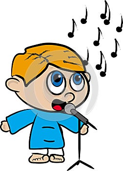 Cartoon of a boy who sings II